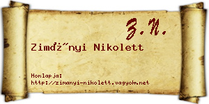 Zimányi Nikolett névjegykártya